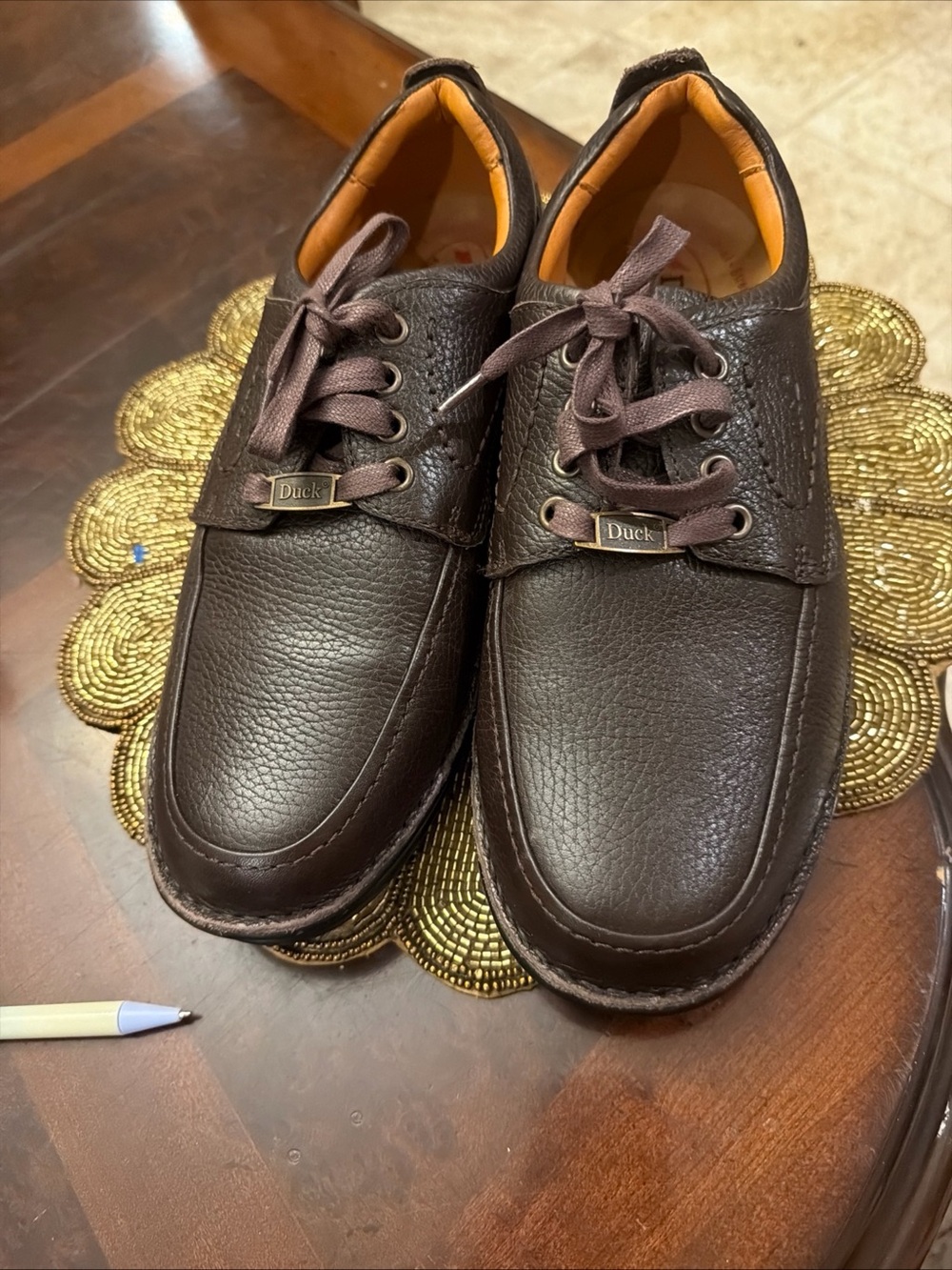 Duck Head Men's Brown Leather Lace-Up Slip-On Loafers - Dark Brown